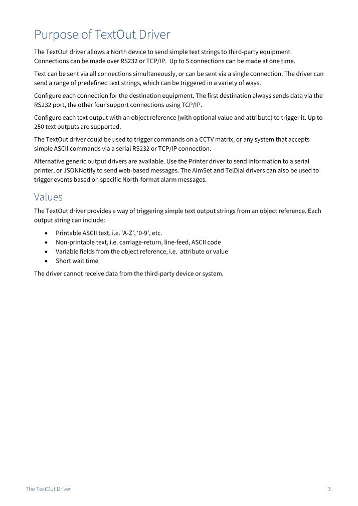 Preview thumbnail of page 3 of the TextOut Driver Manual PDF document.